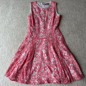 Tommy Hilfiger Pink Lace Midi Fit-and-Flare Dress